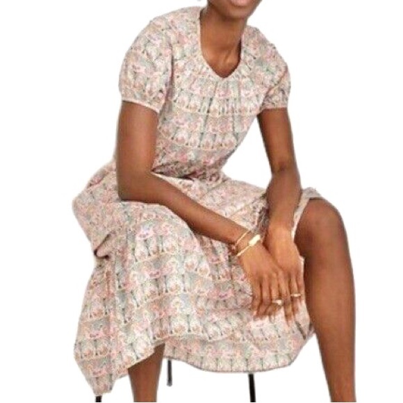 J CREW LIBERTY Fabric CUTOUT ORGANIC COTTON GIORGIA DUKE PRINT Midi DRESS Size 6 - Picture 4 of 15